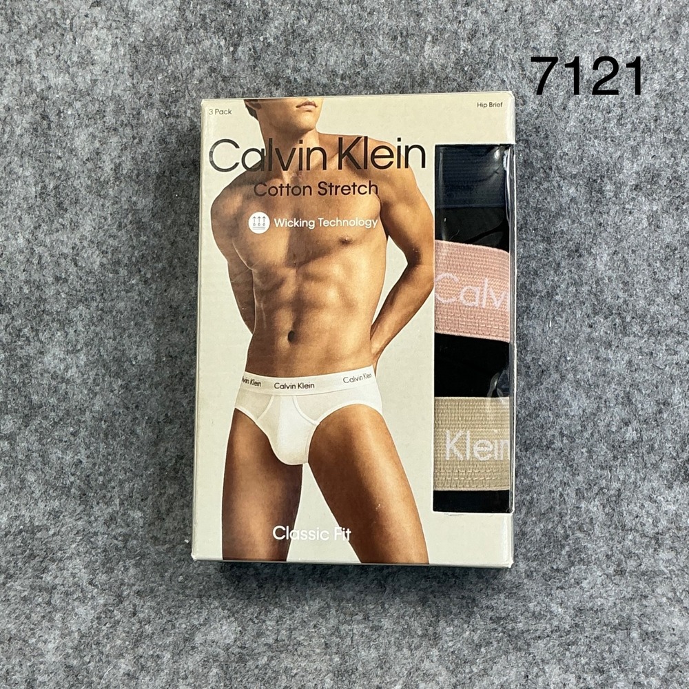 Calvin Klein Mens 3 Pack Cotton Stretch Hip Briefs XXL Black Pink Tan NB2613945